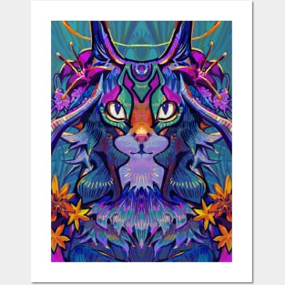 Psychadelic Trippy Cat Posters and Art